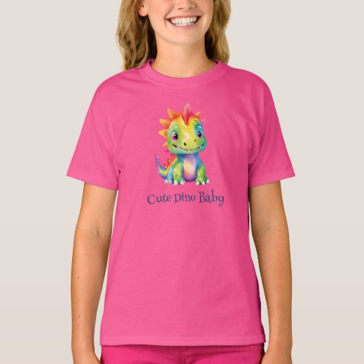 Niedlicher Regenbogen Dinosaur Happy Birthday Part T-Shirt (Vorderseite)