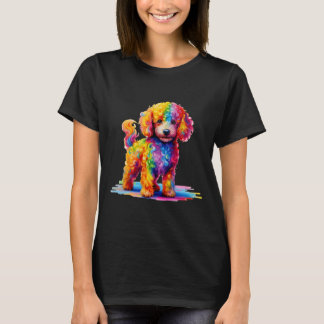 Niedlicher Regenbogen Dog Poodle T-Shirt