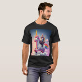 Niedlicher Regenbogen Einhorn Aussichtsreiche Reit T-Shirt (Vorne ganz)