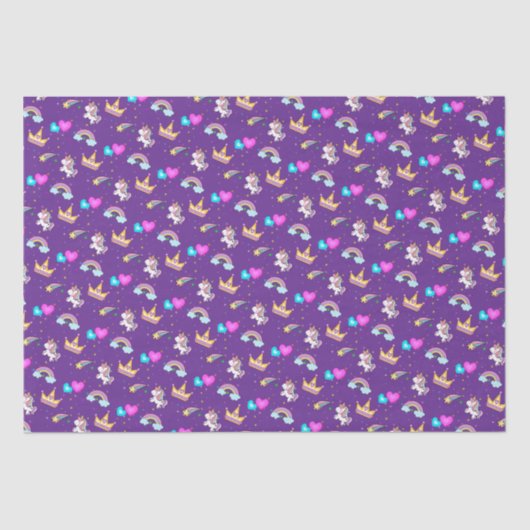 Niedlicher Regenbogen Einhorn Ballonherz Kindergeb Seidenpapier (Vorderseite)