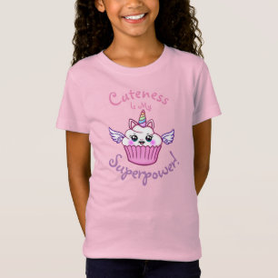 Niedlicher Regenbogen Einhorn Cupcake Girls Pink T T-Shirt