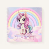 Niedlicher Regenbogen Einhorn Custom Back to Schoo Notizblock (Vorderseite)