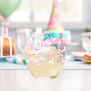 Niedlicher Regenbogen einhorn Geburtstag lila Kind Weinglas Ohne Stiel