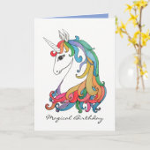 Niedlicher Regenbogen-Einhorn in Wasserfarbe Karte (Gelbe Blume)