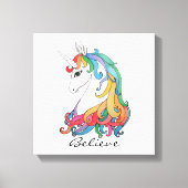 Niedlicher Regenbogen-Einhorn in Wasserfarbe Leinwanddruck (Vorderseite)