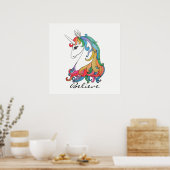 Niedlicher Regenbogen-Einhorn in Wasserfarbe Poster (Küche)