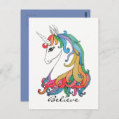 Niedlicher Regenbogen-Einhorn in Wasserfarbe Postkarte (Vorne/Hinten)