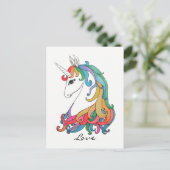 Niedlicher Regenbogen-Einhorn in Wasserfarbe Postkarte (Stehend Vorderseite)