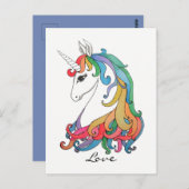 Niedlicher Regenbogen-Einhorn in Wasserfarbe Postkarte (Vorne/Hinten)