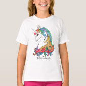 Niedlicher Regenbogen-Einhorn in Wasserfarbe T-Shirt (Vorderseite)