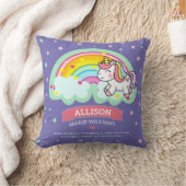 Niedlicher Regenbogen Einhorn Lila Geburtsstadien Kissen (Decke)