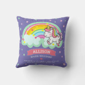 Niedlicher Regenbogen Einhorn Lila Geburtsstadien Kissen (Rückseite)