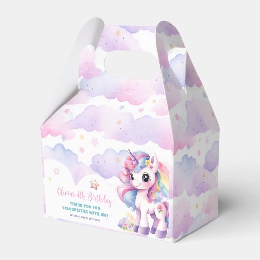 Niedlicher Regenbogen Einhorn Magischer Geburtstag Geschenkschachtel (Vorderseite)