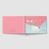 Niedlicher Regenbogen Einhorn mit Sternen. Geburts Gästebuch (Voll)