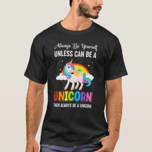 Niedlicher Regenbogen Einhorn mit Wolken Sprichwor T-Shirt