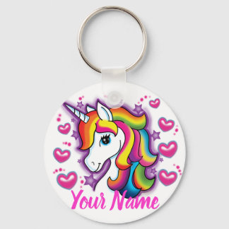 Niedlicher Regenbogen Einhorn Pferd mit Sternenhim Schlüsselanhänger
