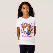 Niedlicher Regenbogen Einhorn Pferd mit Sternenhim T-Shirt (Vorne ganz)