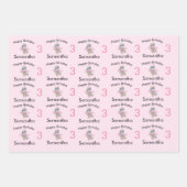 Niedlicher Regenbogen Einhorn Rosa Mädchenname & A Geschenkpapier Set (Vorderseite 2)