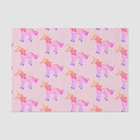 Niedlicher Regenbogen Einhorn Rosa Muster Kinder Seidenpapier (Vorderseite)