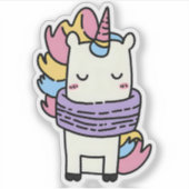 Niedlicher Regenbogen Einhorn Winter Scarf Laptop  Aufkleber (Vorderseite)