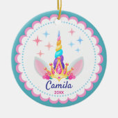 Niedlicher Regenbogen Einhornhorn mädchenhafter Fe Keramik Ornament (Vorne)