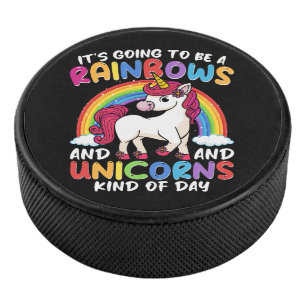Niedlicher Regenbogen Einicorn Cool Geburtstag Zur Eishockey Puck