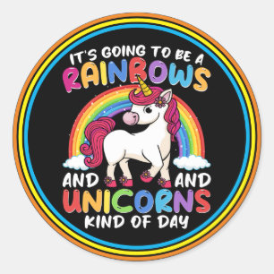 Niedlicher Regenbogen Einicorn Cool Geburtstag Zur Runder Aufkleber