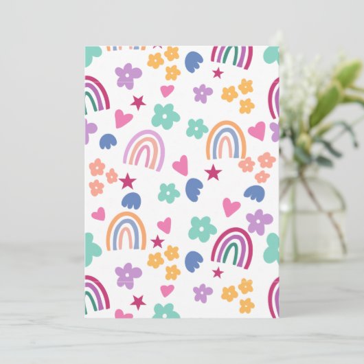 Niedlicher Regenbogen Einladung (Stehend Vorderseite)