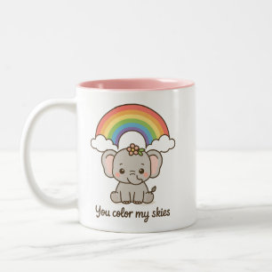 Niedlicher Regenbogen-Elefant - Sie färben meinen Zweifarbige Tasse