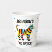 Niedlicher Regenbogen farbiger Dschungel Tiger Geb Pappbecher (Vorderseite)