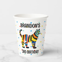 Niedlicher Regenbogen farbiger Dschungel Tiger Geb Pappbecher
