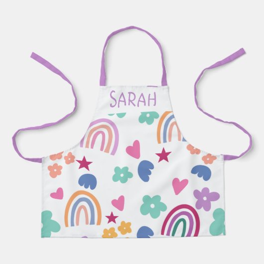 Niedlicher Regenbogen - farbiger Name Schürze (Vorderseite)