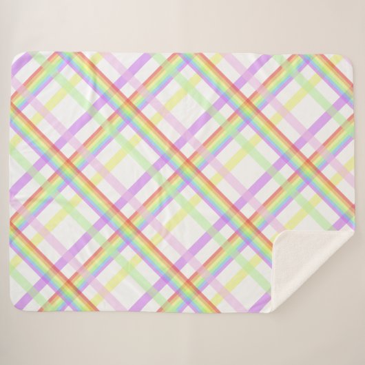 Niedlicher Regenbogen farbiger Tartan Sherpadecke (Vorderseite (Horizontal))