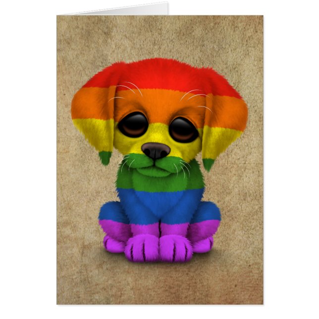 Niedlicher Regenbogen-Gay Pride-Welpen-Hund (Vorne)