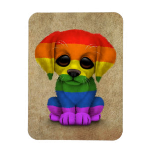 Niedlicher Regenbogen-Gay Pride-Welpen-Hund Magnet