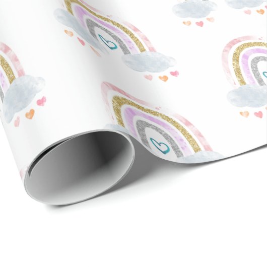 Niedlicher Regenbogen Geschenkpapier (Rolleneckpunkt)