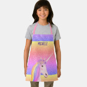 Niedlicher Regenbogen Glitzer Einhorn Personalisie Schürze (Insitu)