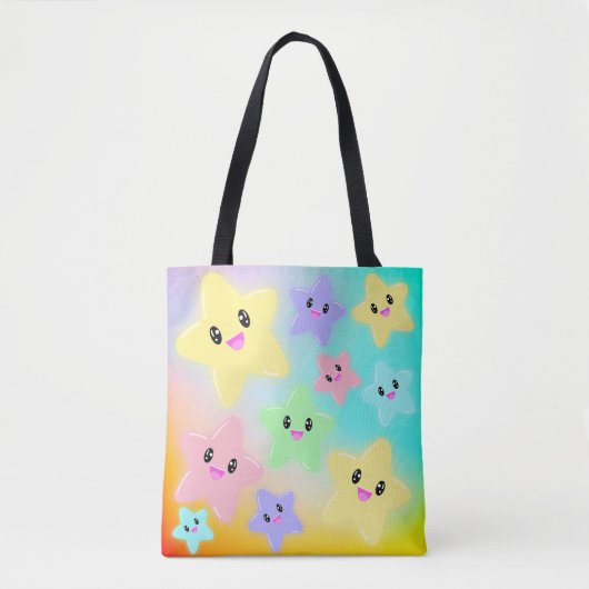 Niedlicher Regenbogen glühender Stars Kawaii Farbe Tasche (Vorderseite)