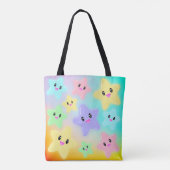 Niedlicher Regenbogen glühender Stars Kawaii Farbe Tasche (Rückseite)