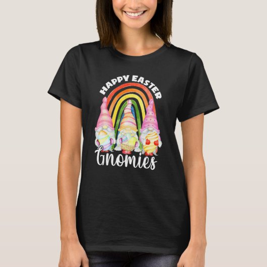 Niedlicher Regenbogen Gnome Oster Bunny Gnomes Eie T-Shirt (Vorderseite)