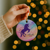 Niedlicher Regenbogen-gürtel-Einhornferien-Sake Keramik Ornament