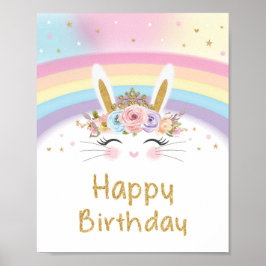Niedlicher Regenbogen Happy Birthday Sign Poster