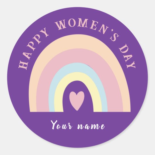 Niedlicher Regenbogen Happy Women's Day Brauch Runder Aufkleber (Vorderseite)