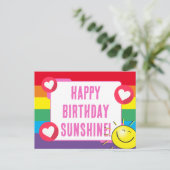 Niedlicher Regenbogen Herz Sonnenschein Happy Birt Postkarte (Stehend Vorderseite)