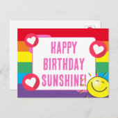 Niedlicher Regenbogen Herz Sonnenschein Happy Birt Postkarte (Vorne/Hinten)