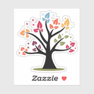 Niedlicher Regenbogen Herzbaum Aufkleber