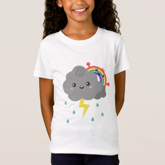 Niedlicher Regenbogen hinter jeder dunklen Wolke, T-Shirt (Vorderseite)