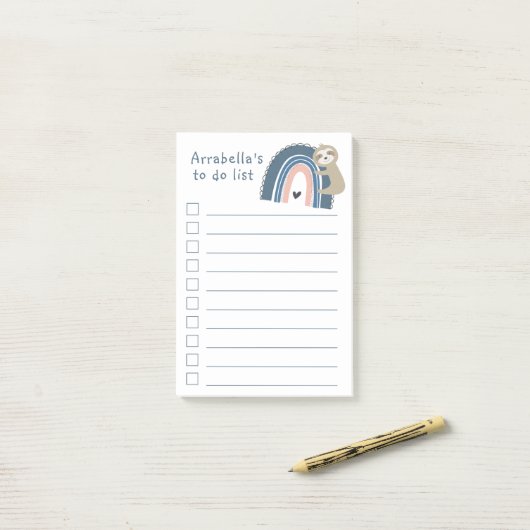 Niedlicher Regenbogen-Huggy zum Ausführen der Chec Post-it Klebezettel (Auf Schreibtisch)