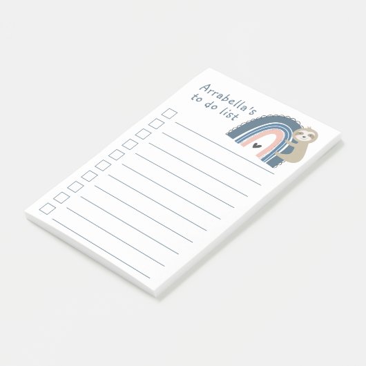 Niedlicher Regenbogen-Huggy zum Ausführen der Chec Post-it Klebezettel (angewinkelt)