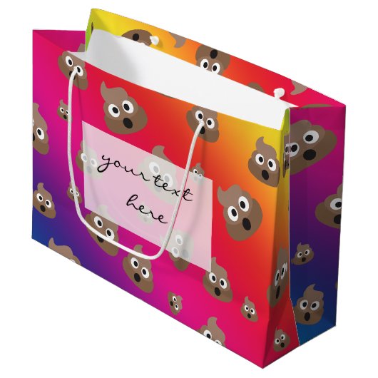 Niedlicher Regenbogen Kacke Emoji-Muster Große Geschenktüte (Vorderseite Schrägansicht)